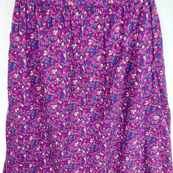 Vintage L.L. Bean Purple Floral Midi Skirt 10 - Picture 8 of 8